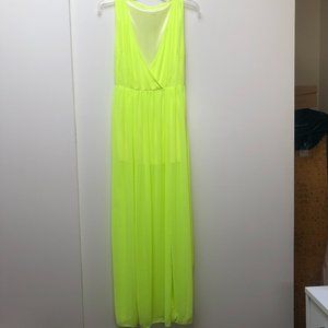 Neon yellow long sheer dress or cover up